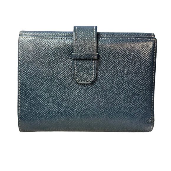Hermes Blue Trifold Compact Wallet with Zipper Coin Pouch - Picture 1 of 11
